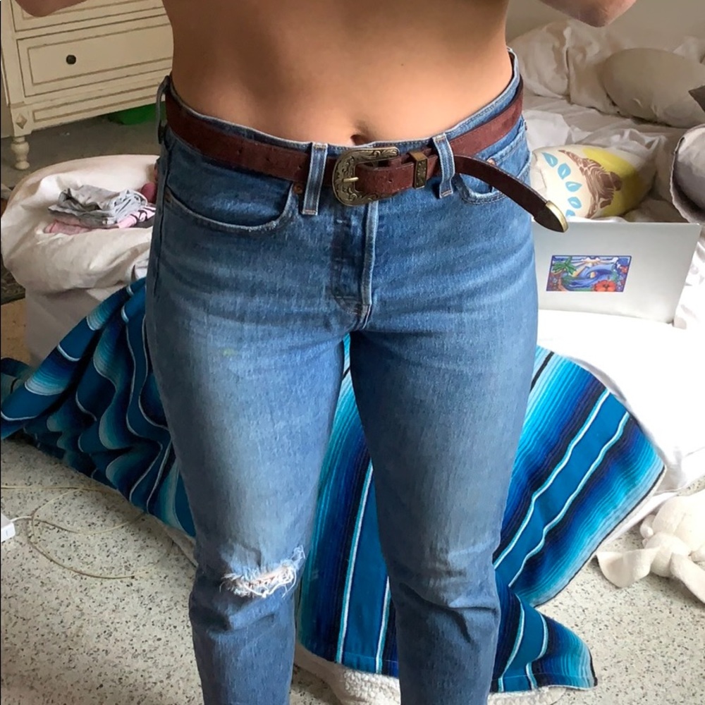 Purple suede belt